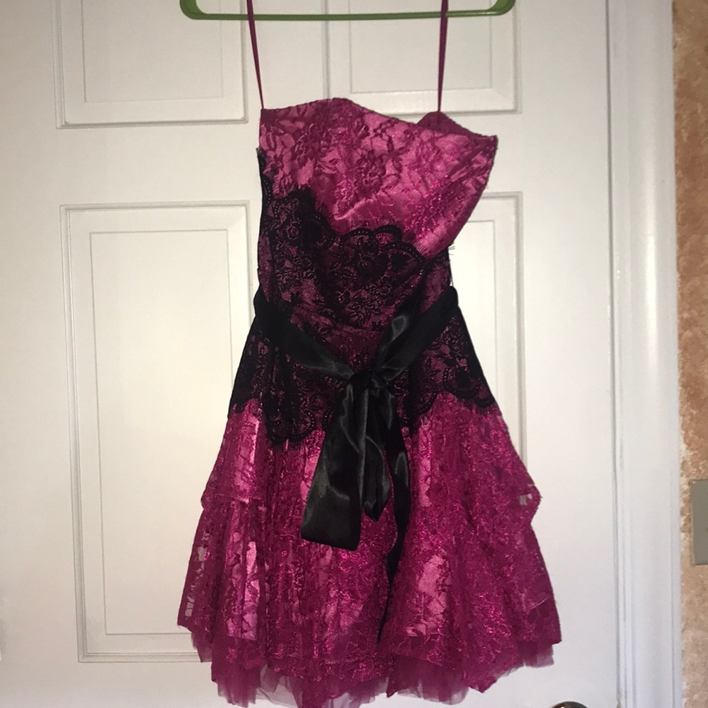 Pink Lacey & Ruffled Party Dress